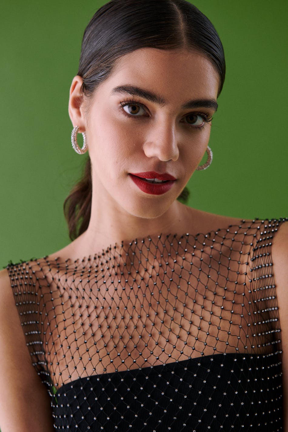 Rhinestone net top