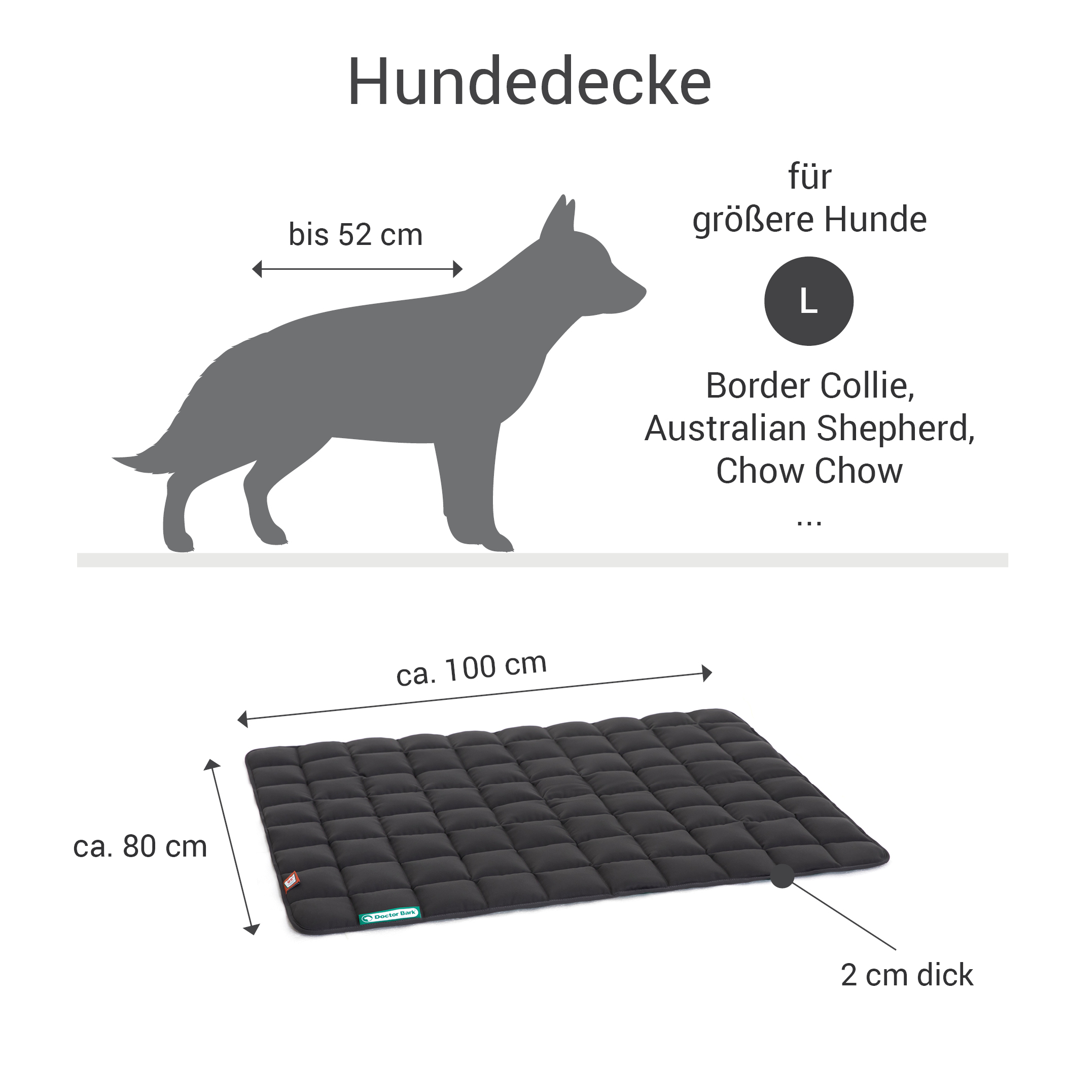Doctor Bark Hundedecken Doctor Bark Wendedecke grau/ grün L