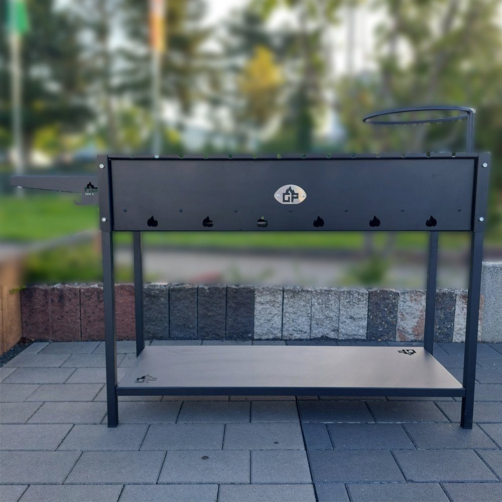 Grillpeter Holzkohlegrill Mangal Set Batyr XL Schaschlikgrill 100cm mit Grillrost Kasan 8L