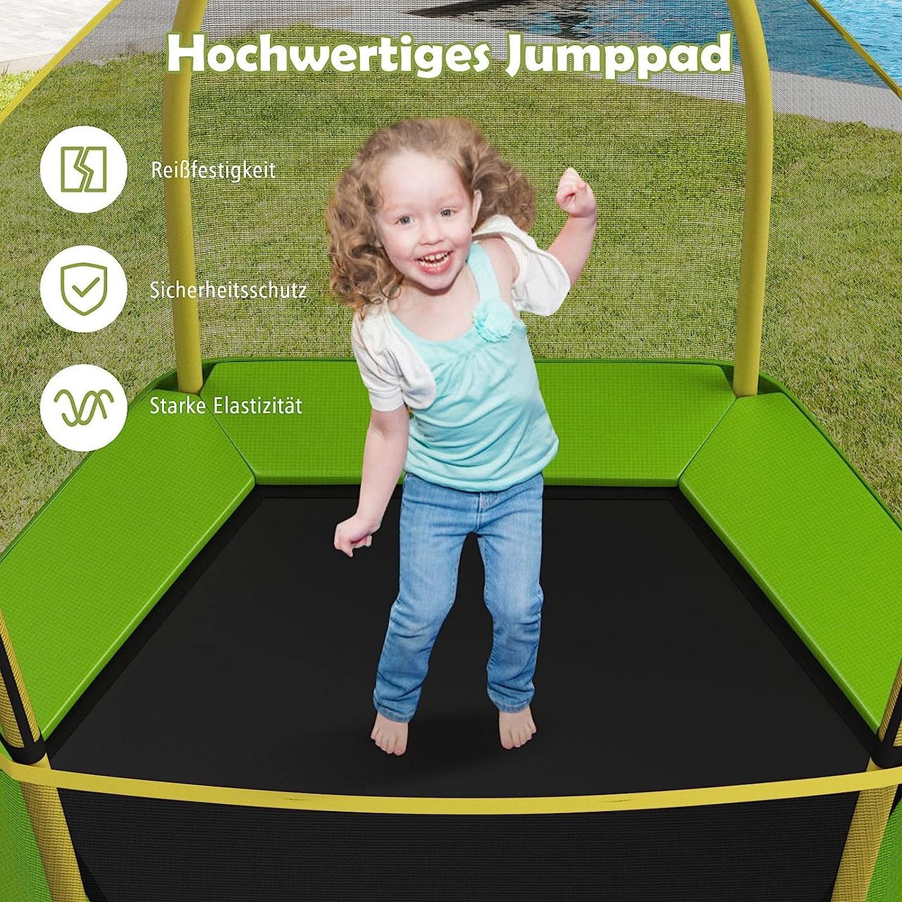 Costway COSTWAY Ø223cm Gartentrampolin mit Sicherheitsnetz