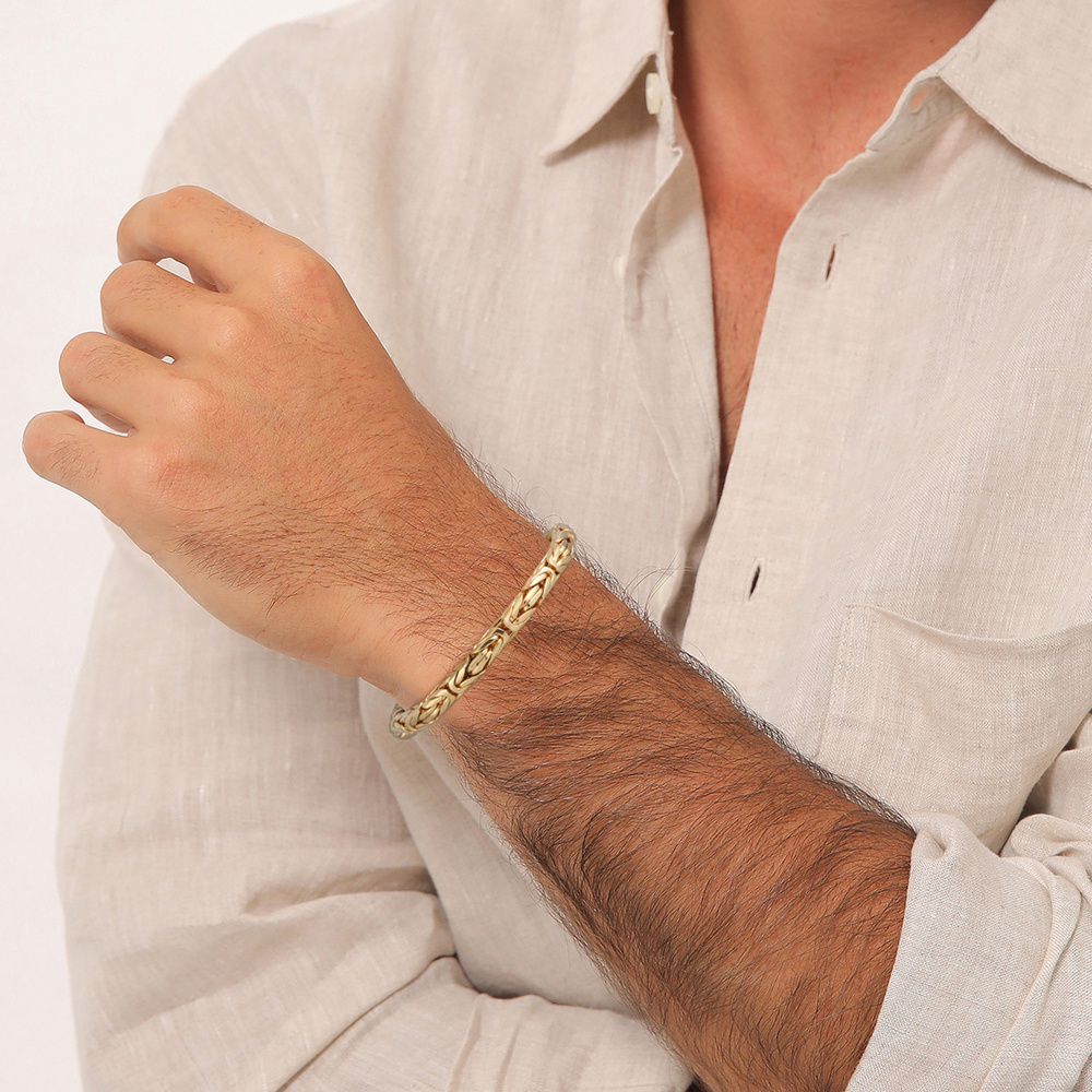 KUZZOI KUZZOI Bracelet Hommes Rond maillons tendance en argent sterling 925 Bracelet