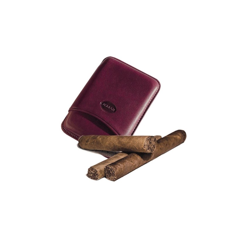 Leder-Zigarrenetui für 3 toskanische Zigarren Auberginenfarbe, Jemar (Leder-Zigarrenetui)