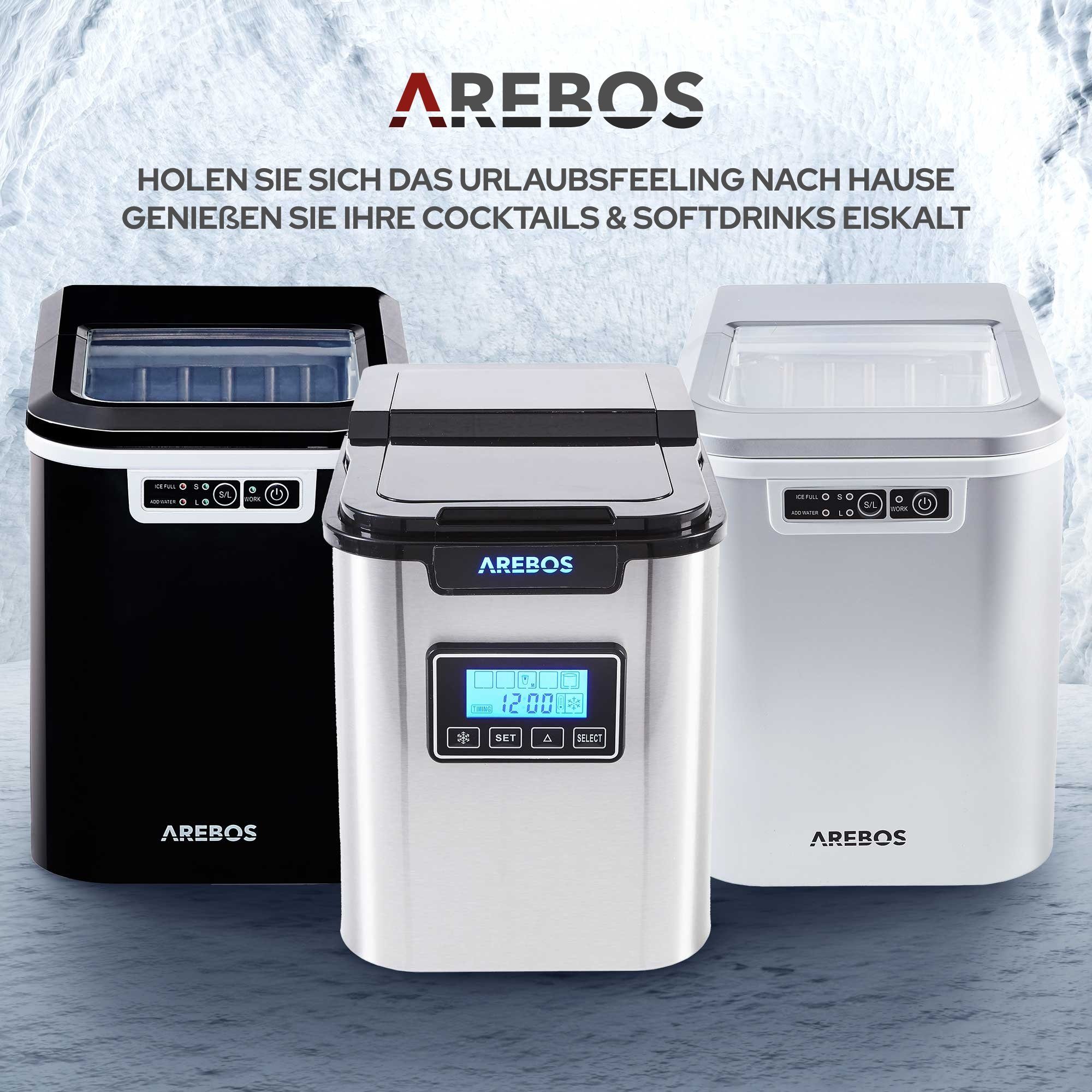 Arebos Eiswürfelmaschine Ice Cube Maker, 12 kg / 24 h, 10-15 Minuten Produktionszeit