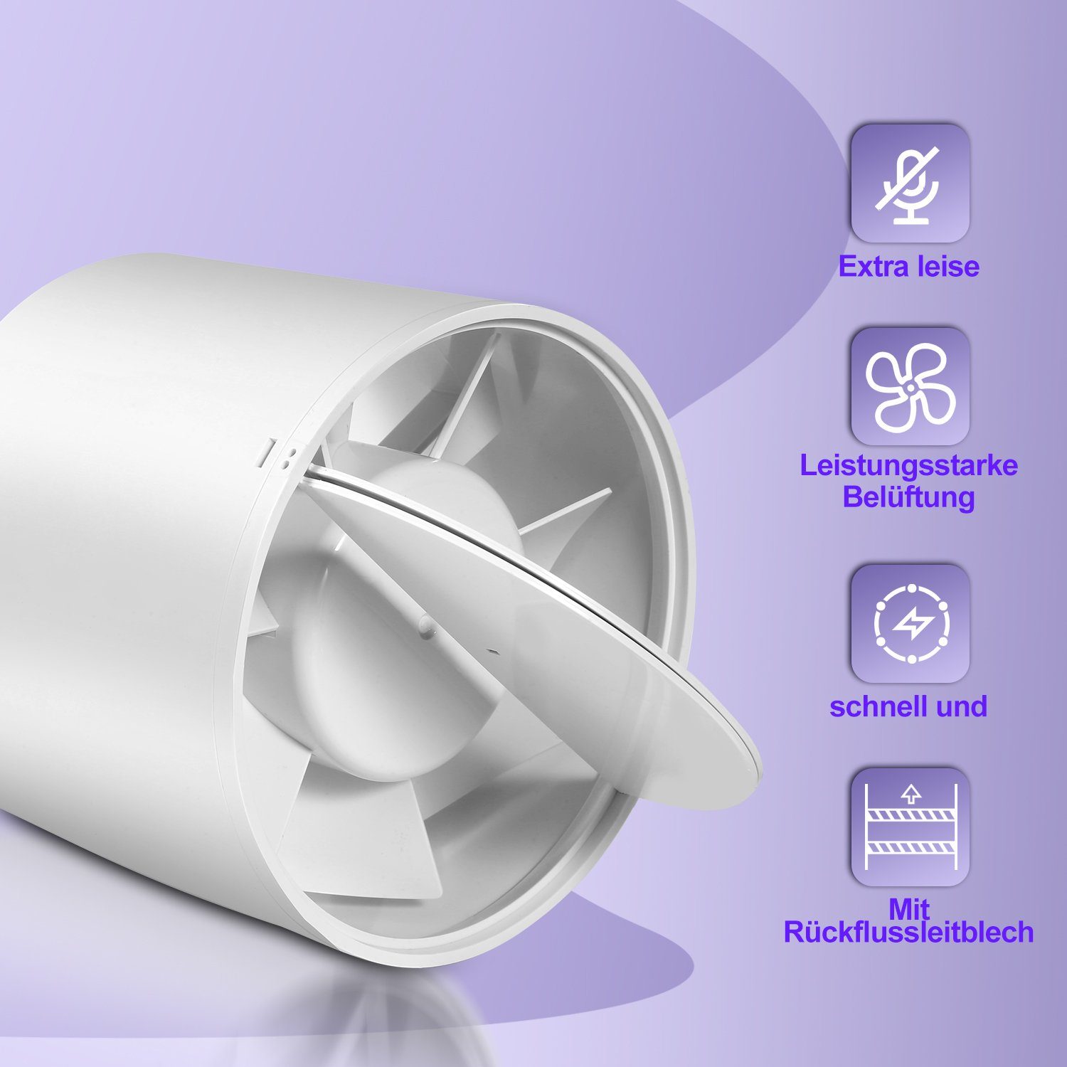 Gimisgu Wandventilator Rohrventilator Ø100mm/150mm Inline-Abluftventilator mit Rückstauklappe