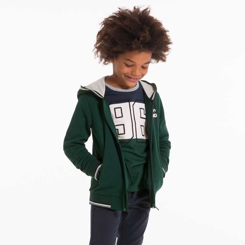 Sweat-shirt à capuche open mind vert garçon