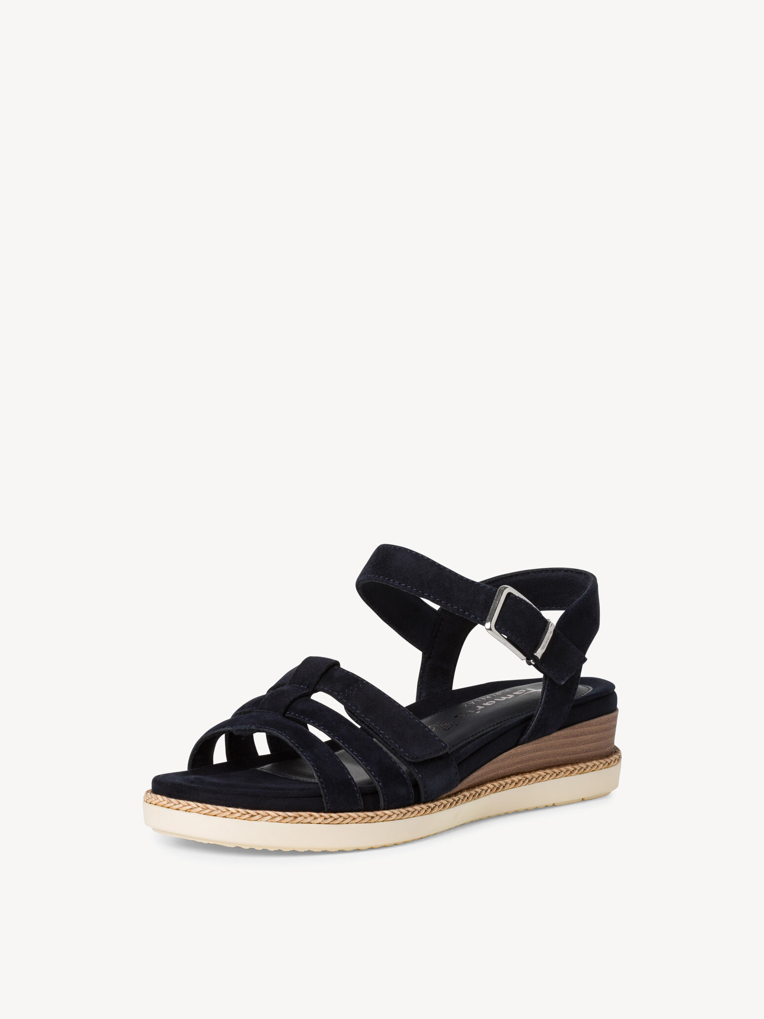 Sandale à talon en cuir - bleu