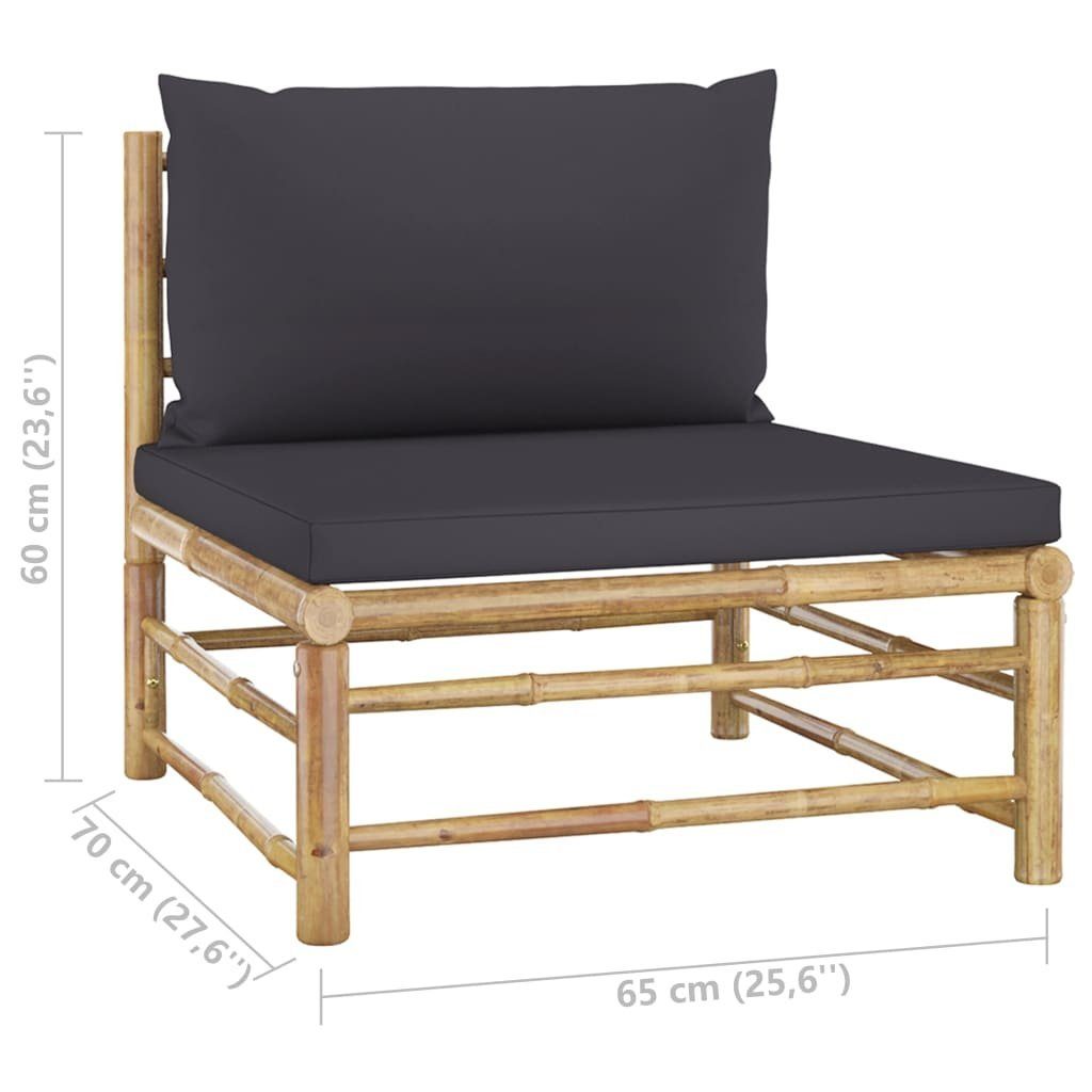 vidaXL Loungesofa 2-tlg. Garten-Lounge-Set mit Kissen Dunkelgrau Bambus, 1 Teile