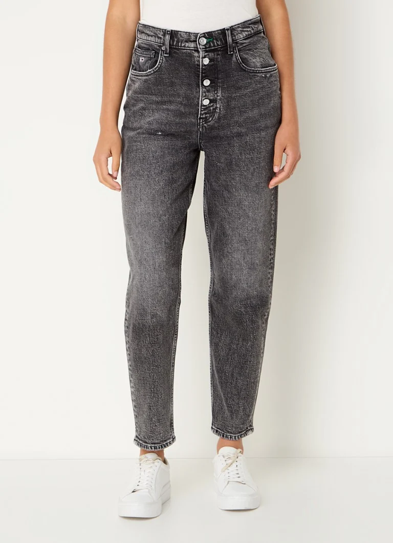 Calça jeans cropped de cintura alta e corte afunilado Tommy Hilfiger com lavagem colorida.