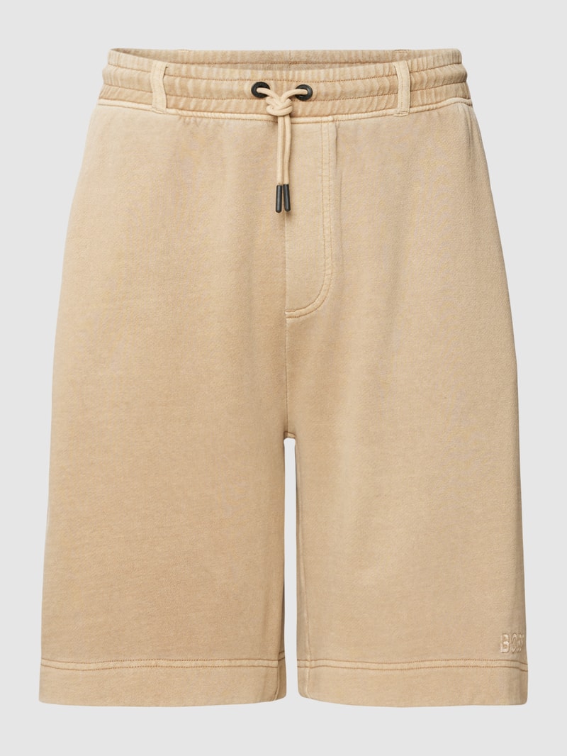 Shorts mit Label-Stitching Modell 'Neon' in sand meliert
