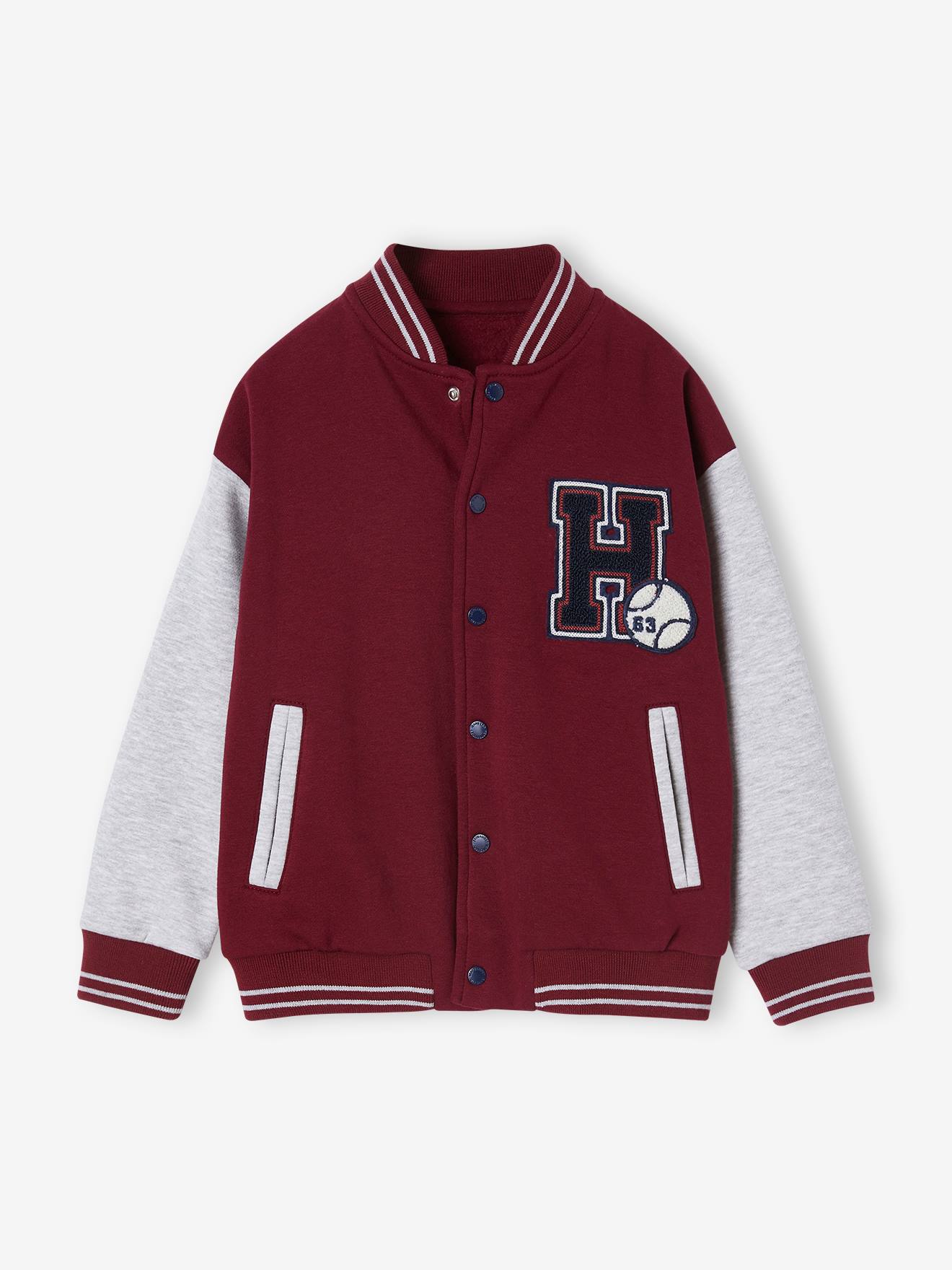 Sweat style teddy en molleton garçon badge en bouclettes. vert sapin