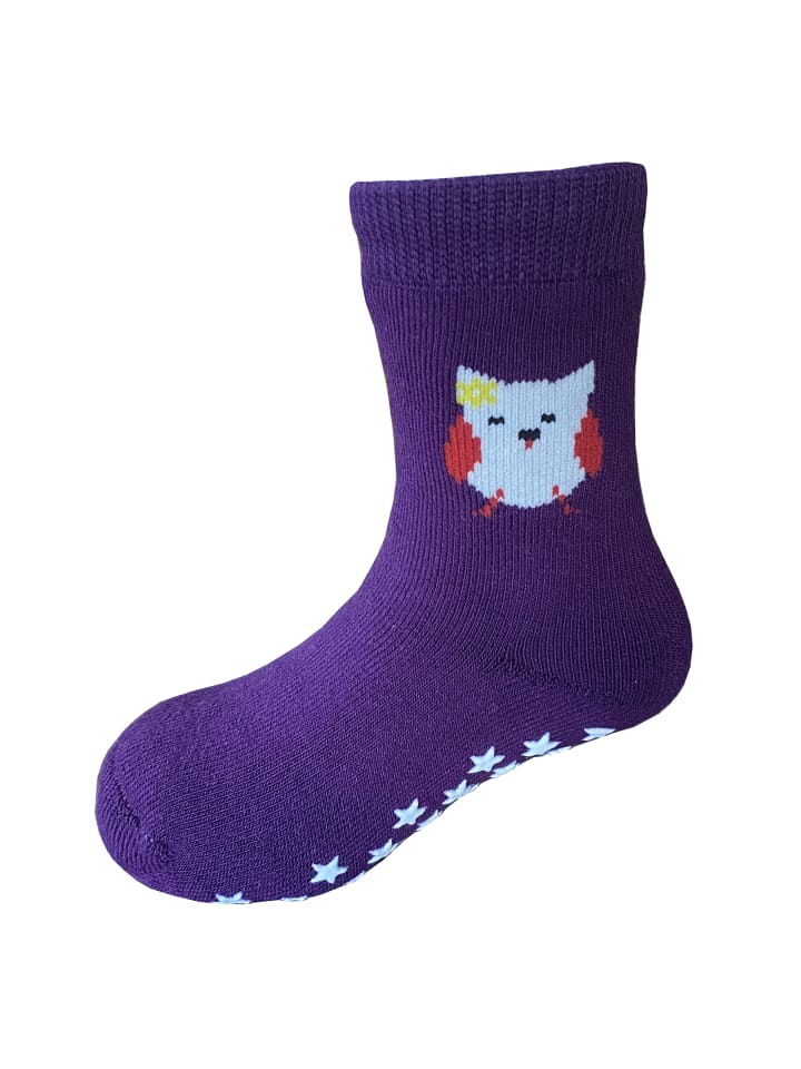 Yalion 3er-Set: Antirutschsocken Vollplüsch Eule in Lila  günstig kaufen