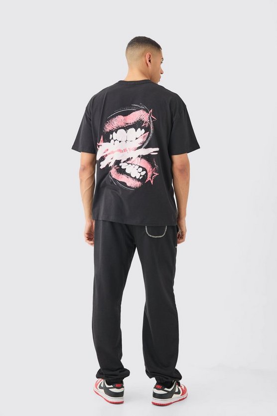 Oversize T-Shirt mit Lippen-Print