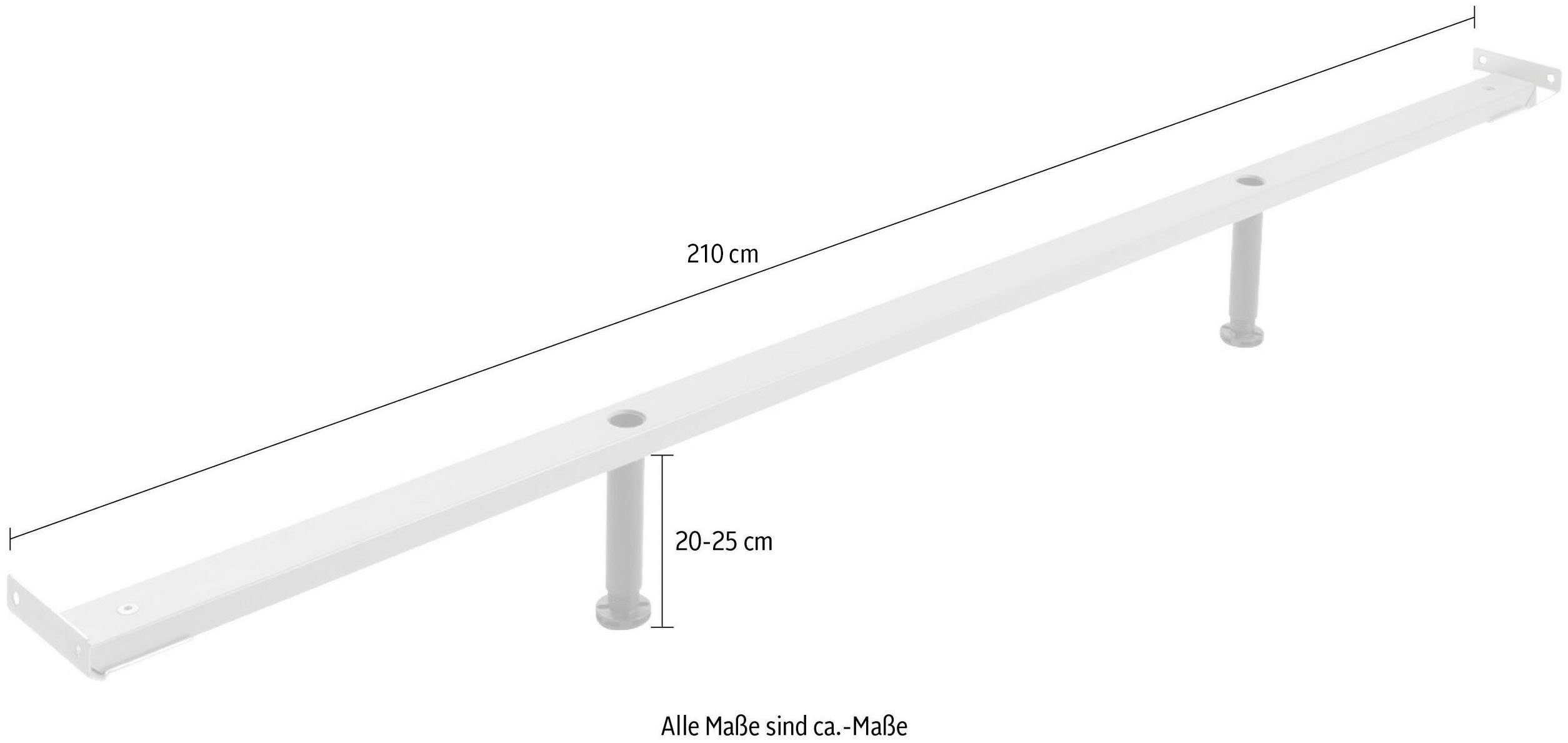 HASENA Möbelfuß Midtraver, 210 cm geeignet für die Serien Simone und Pietro
