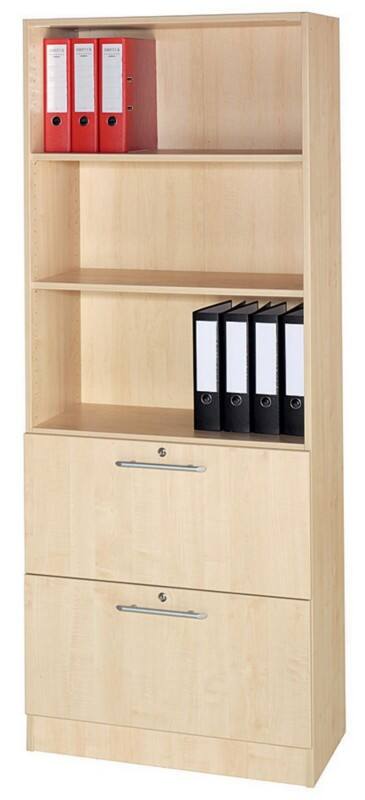 Hammerbacher Matrix Melaminharzbeschichtete Spanplatte Aktenschrank 2 Fachböden 800 x 420 x 2.004 mm Ahorn