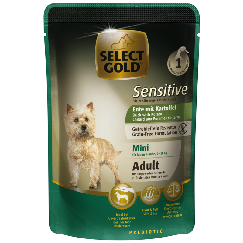SELECT GOLD Hundenassfutter SELECT GOLD Sensitive Adult 12x100g Ente mit Kartoffel