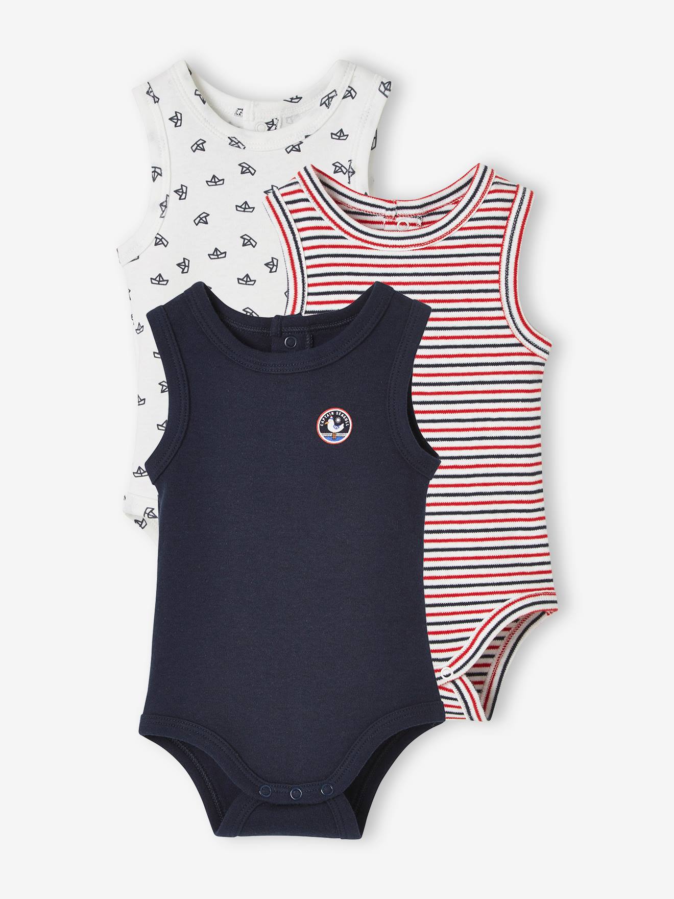 Lot de 3 bodies bébé sans manches lot encre