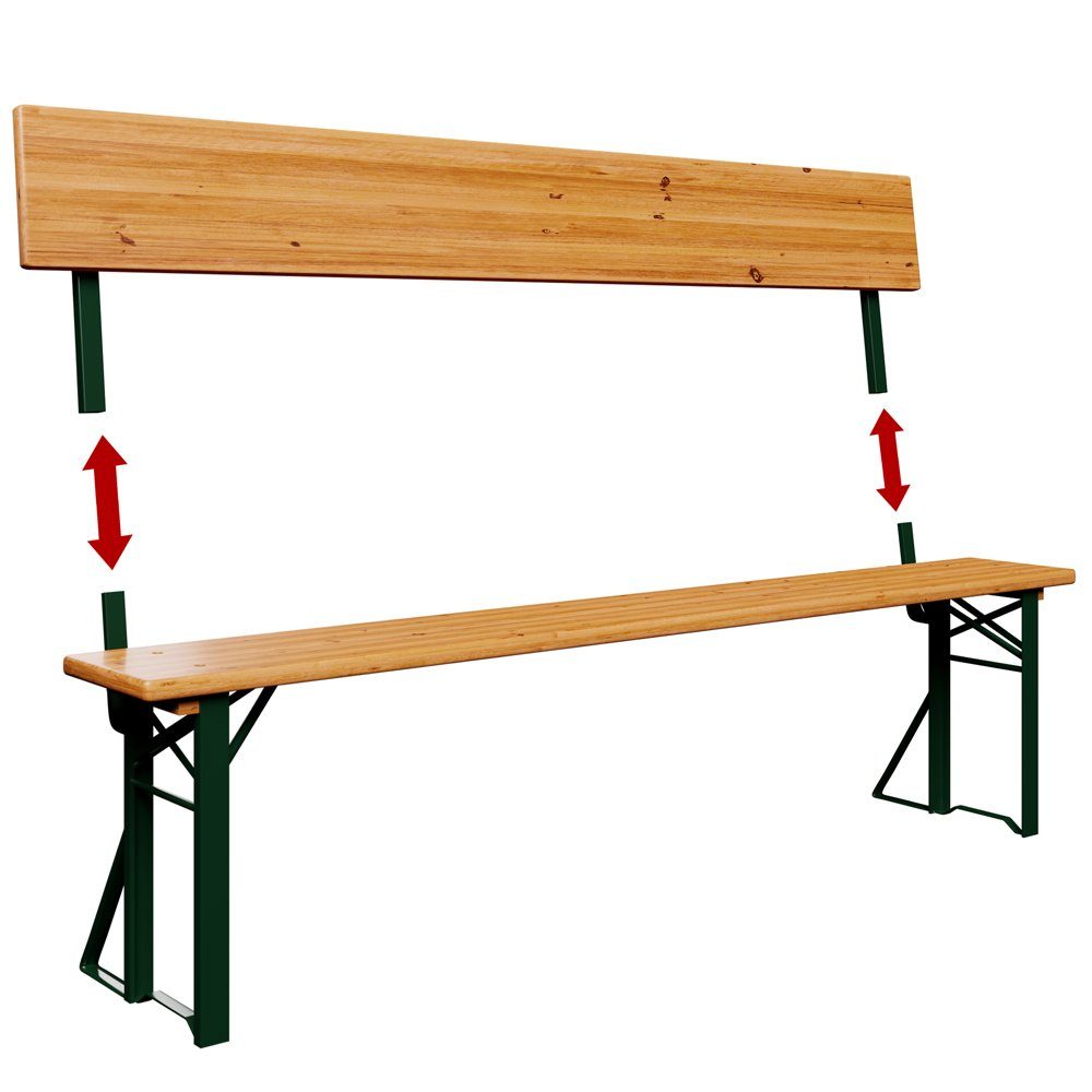 Casaria Bierzeltgarnitur, (3-tlg), mit Lehne 170 cm Klappbar Stabil 2x Bierbank 1x Breiter Tisch Holz