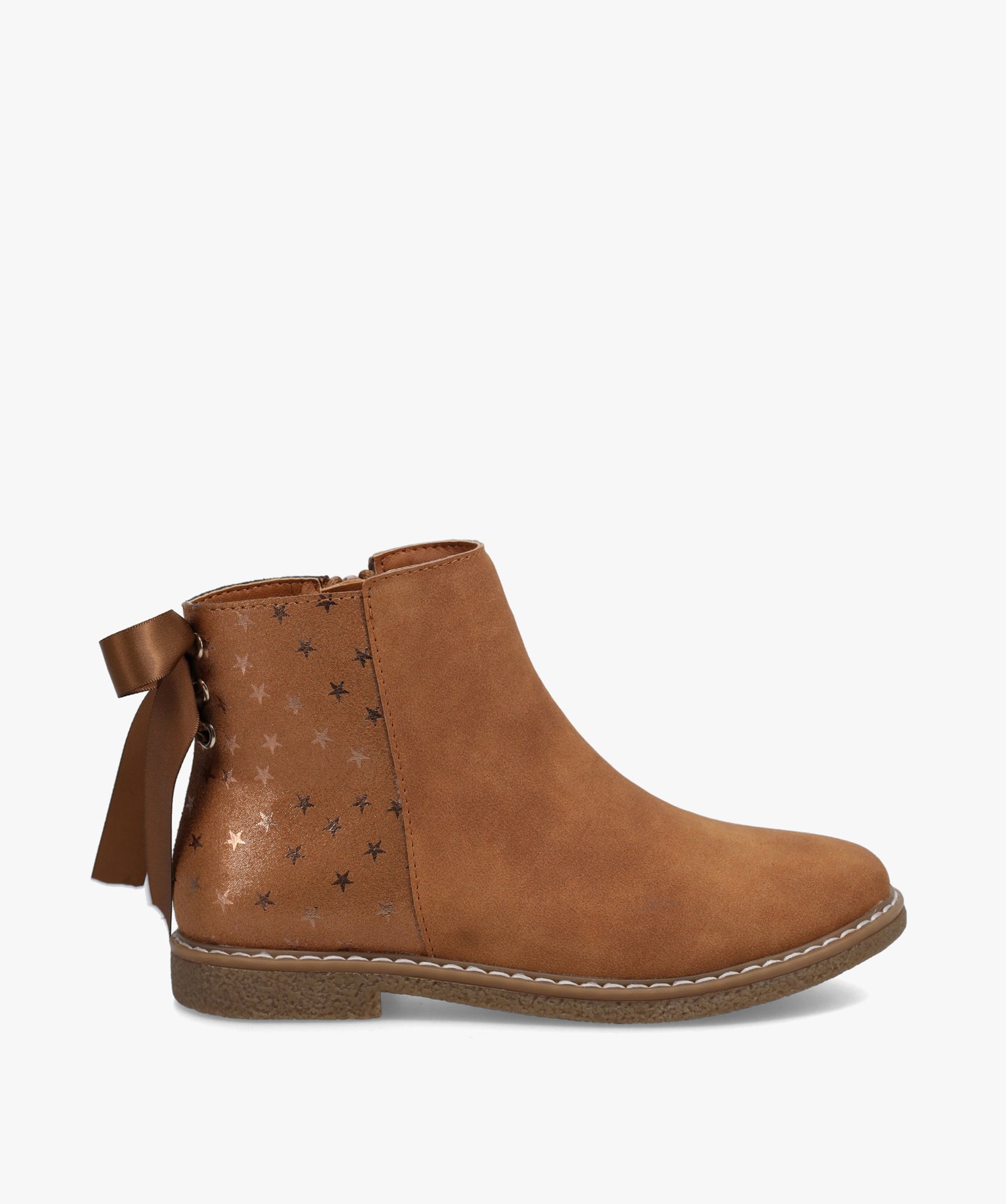 Boots fille en suédine motifs étoiles et ruban décoratif camel | GEMO