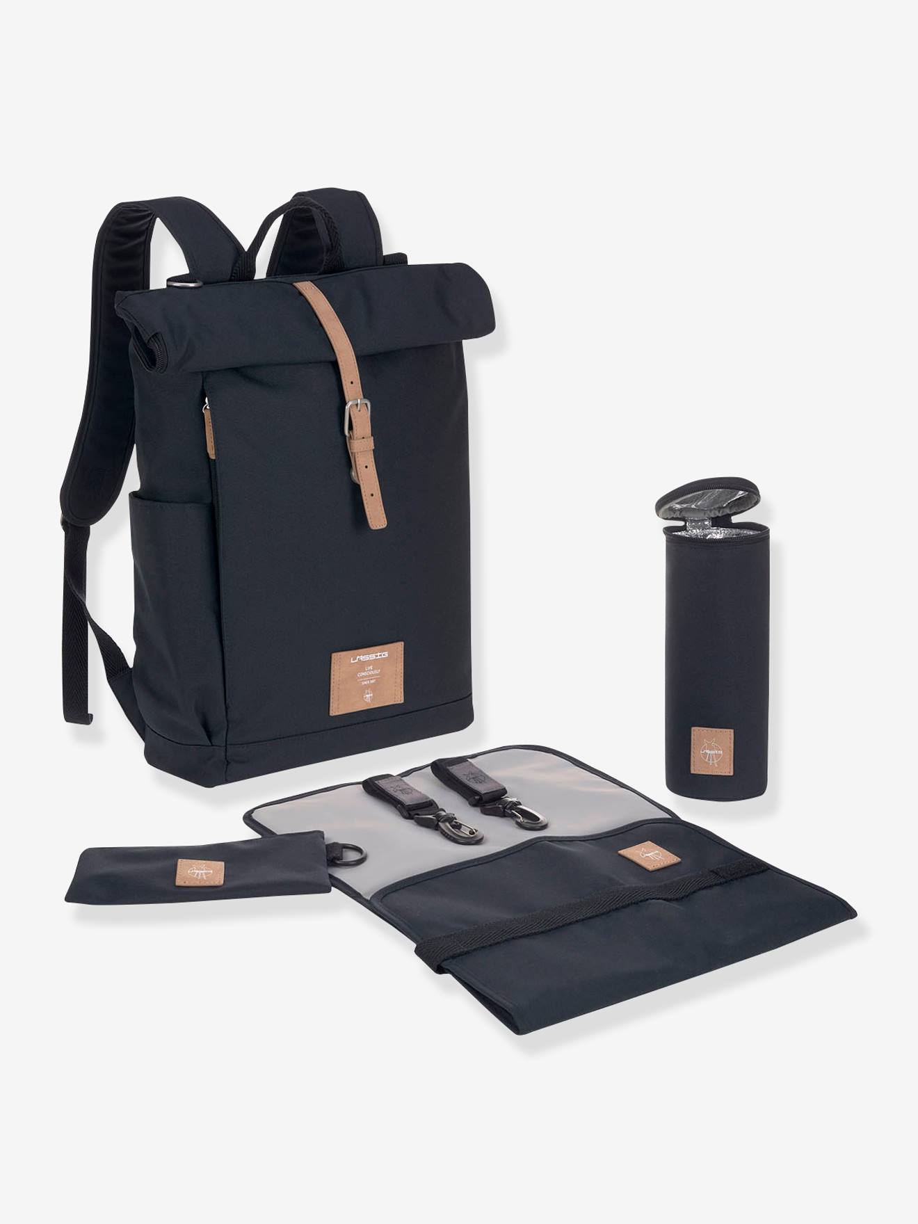 Sac à dos à langer Green Label LÄSSIG Rolltop gris anthracite
