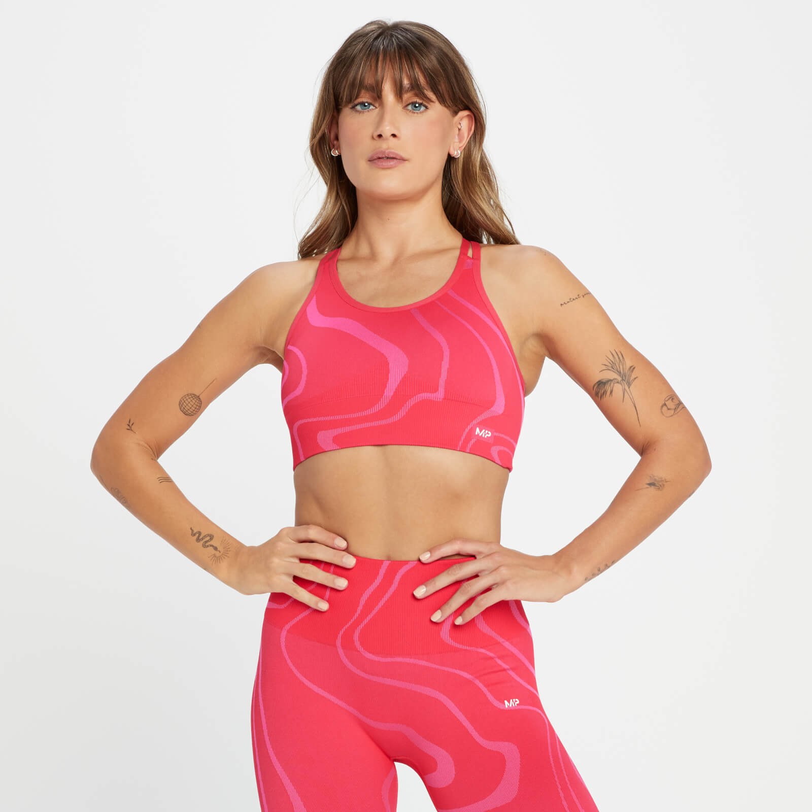 Brassière de sport sans coutures MP Tempo Wave pour femmes – Rouge