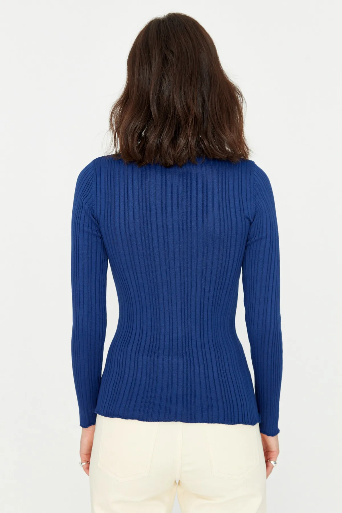 Trendyol Collection  Marineblauer Strickcardigan mit Polokragen TWOAW20HI0070