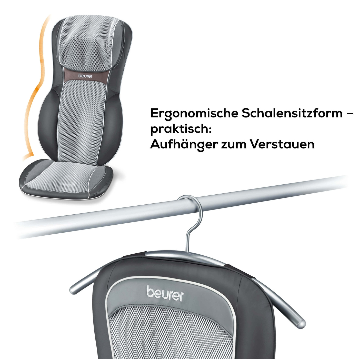 Beurer Shiatsu-Sitzauflage MG 295 HD 3D black-Sitzauflage Massagegerät für Roll-, Nacken- & Rückenmassage mit 3D Wipptechnik