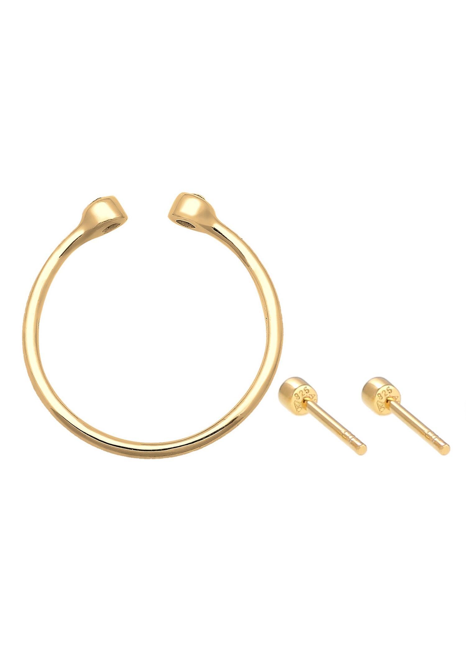 Set di orecchini a lobo aperti solitario da donna Elli con cristalli in argento sterling 925.