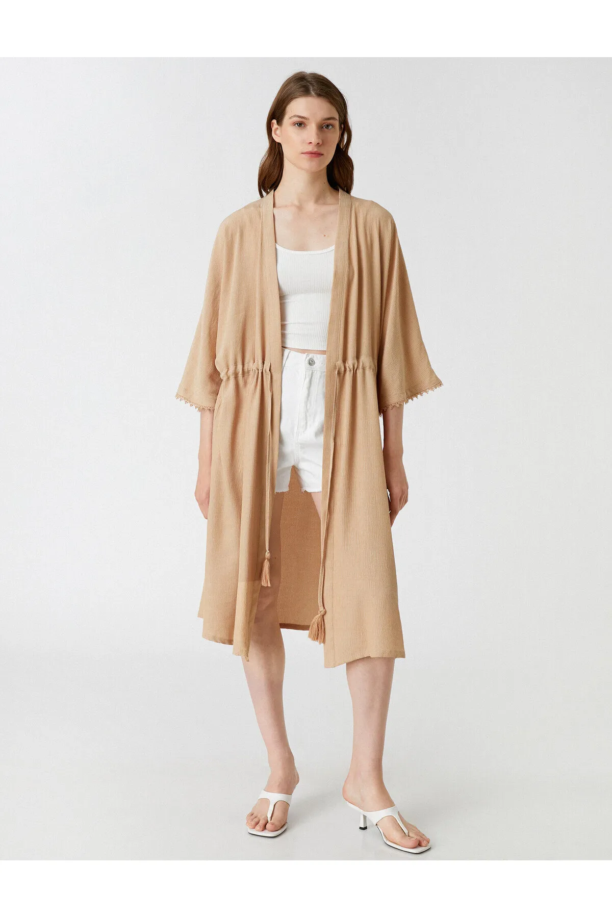 Koton  Kurzärmliger Kimono mit Bindedetail
