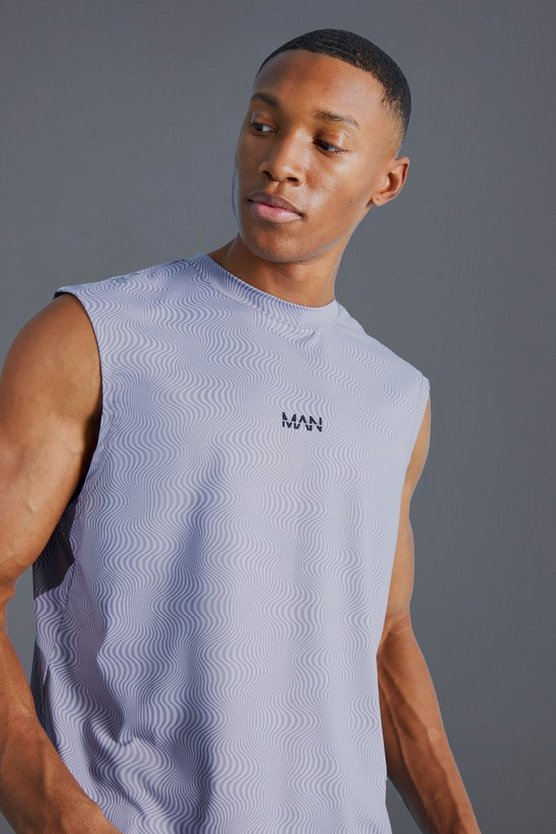 Man Active Muscle-Fit Tanktop mit Print