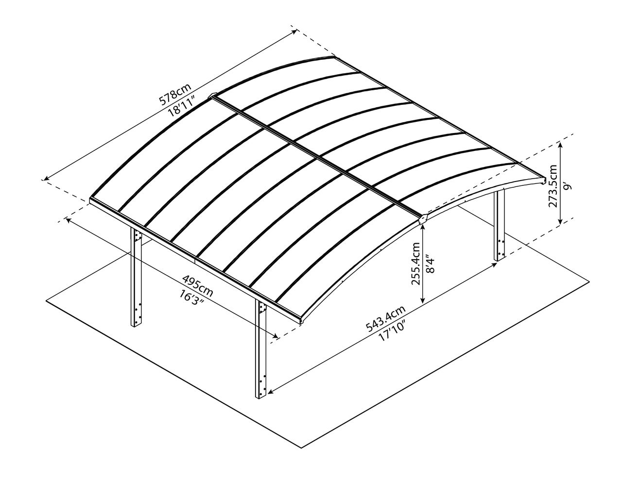 Canopia by Palram Carport Arizona Wave  495 x 578 cm Anthrazit - Wings & Arch