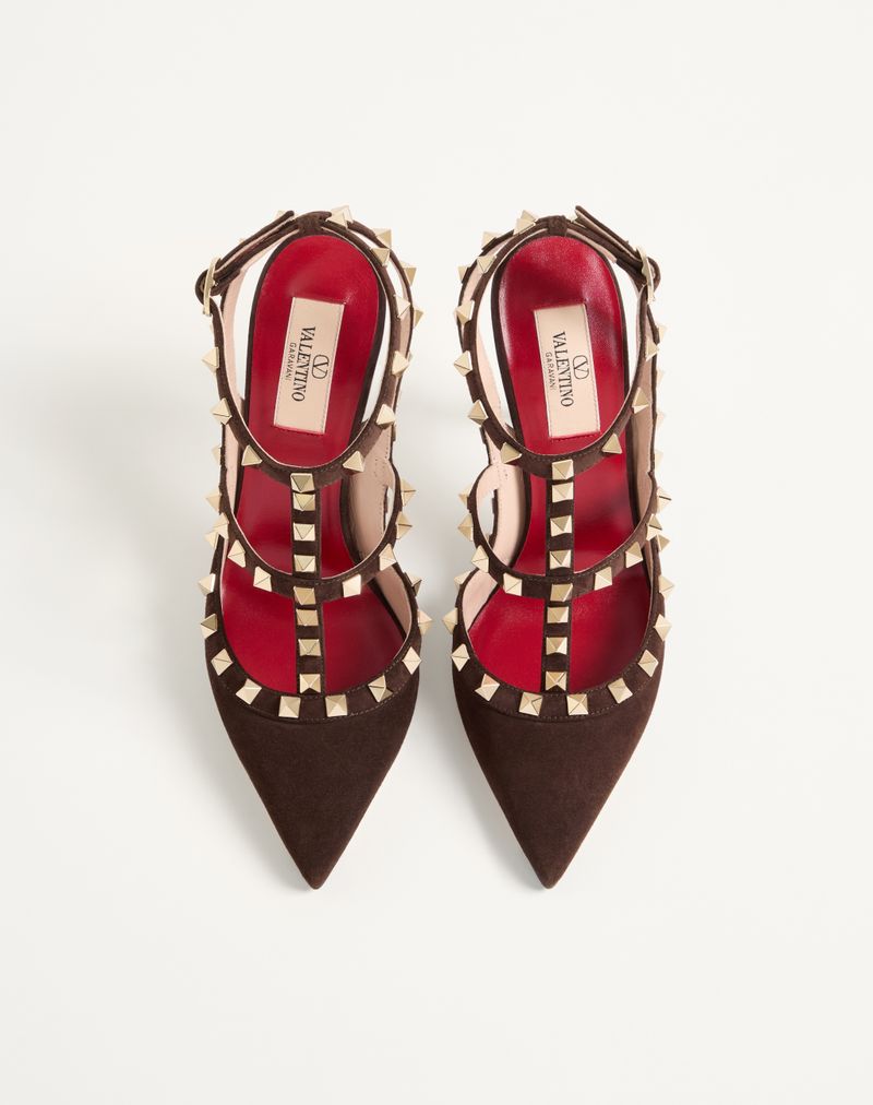 Sapato de salto Rockstud de camurça de 100 mm