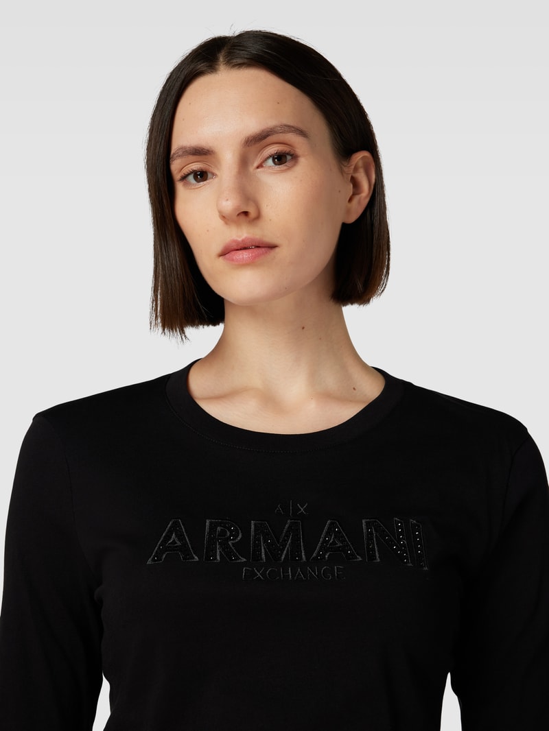 Longsleeve mit Label-Stitching in schwarz
