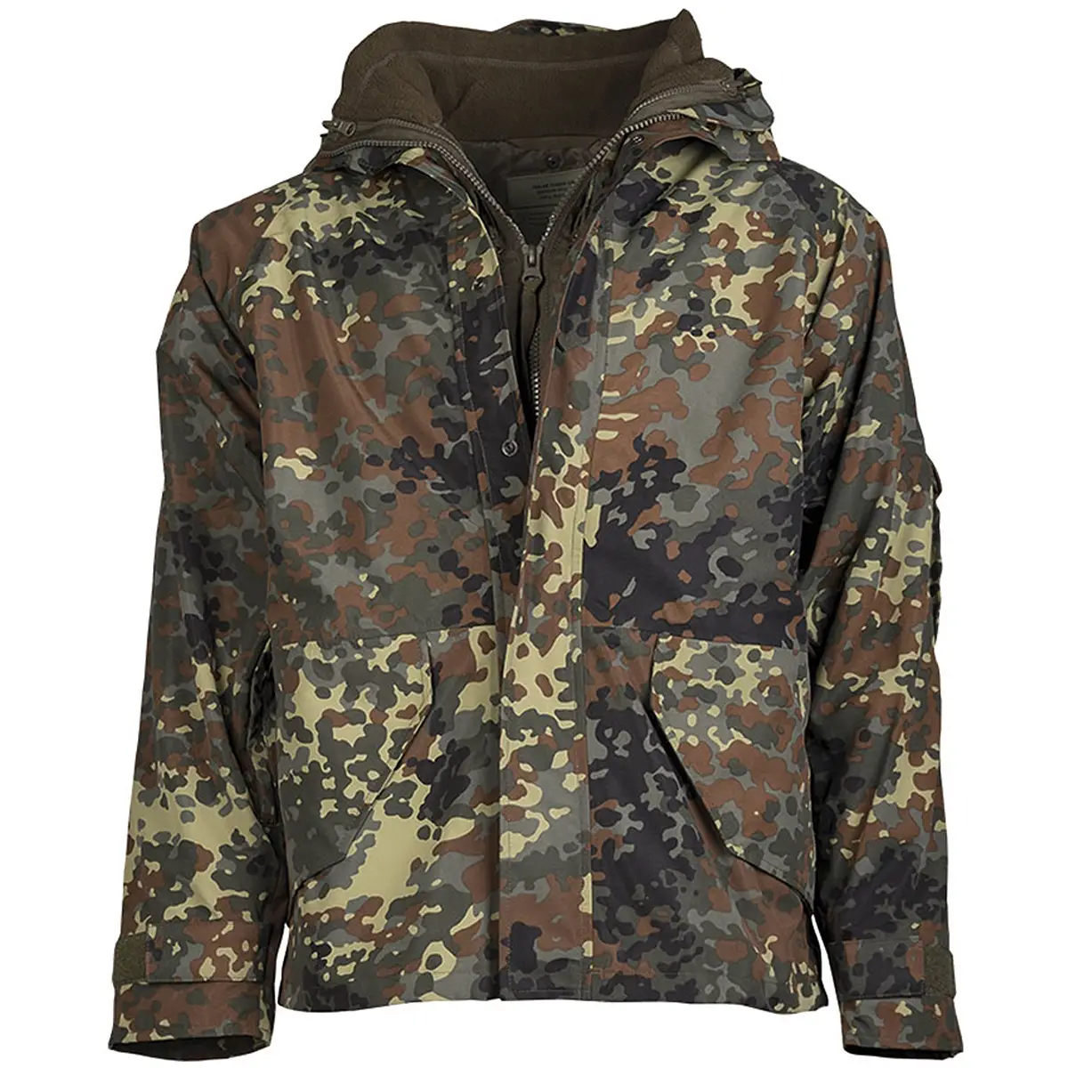 Nässeschutzjacke mit Fleecejacke flecktarn