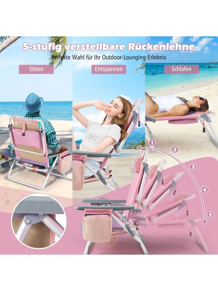 COSTWAY Strandstühle & Tisch Set in Rosa günstig kaufen onesize