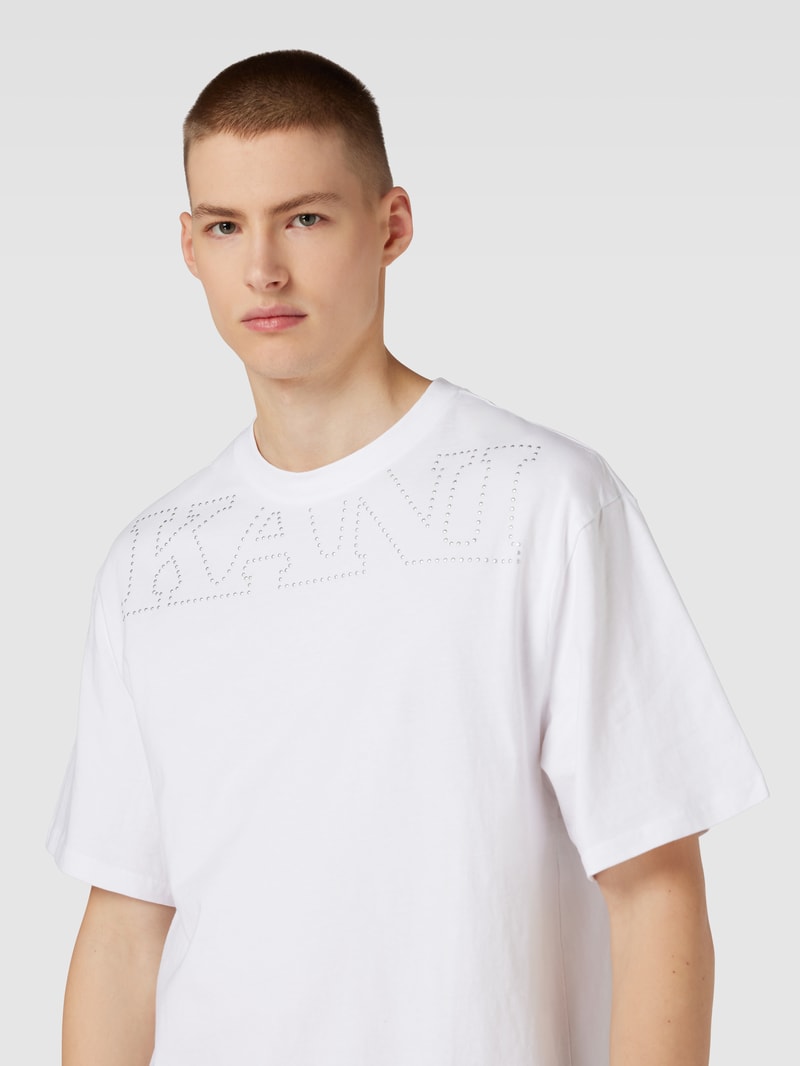 T-Shirt mit Label-Print in weiss