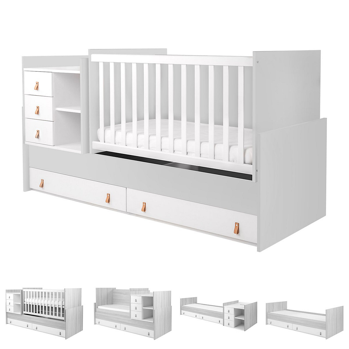 Babybett Lorena 4 in 1 Kommode Gitterbetten