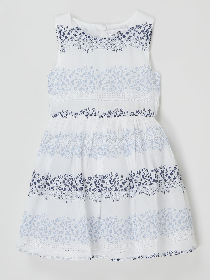Kleid mit Lochstickerei in bleu