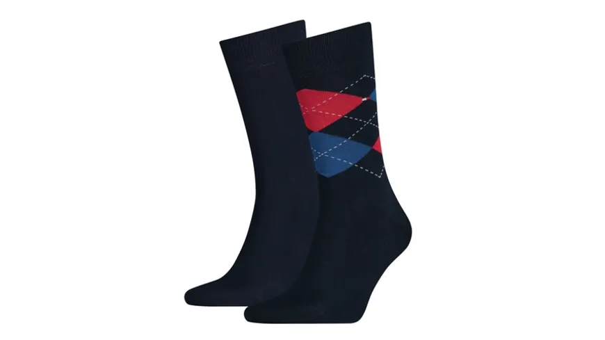 TOMMY HILFIGER Herren Socken Check 2er Pack black
