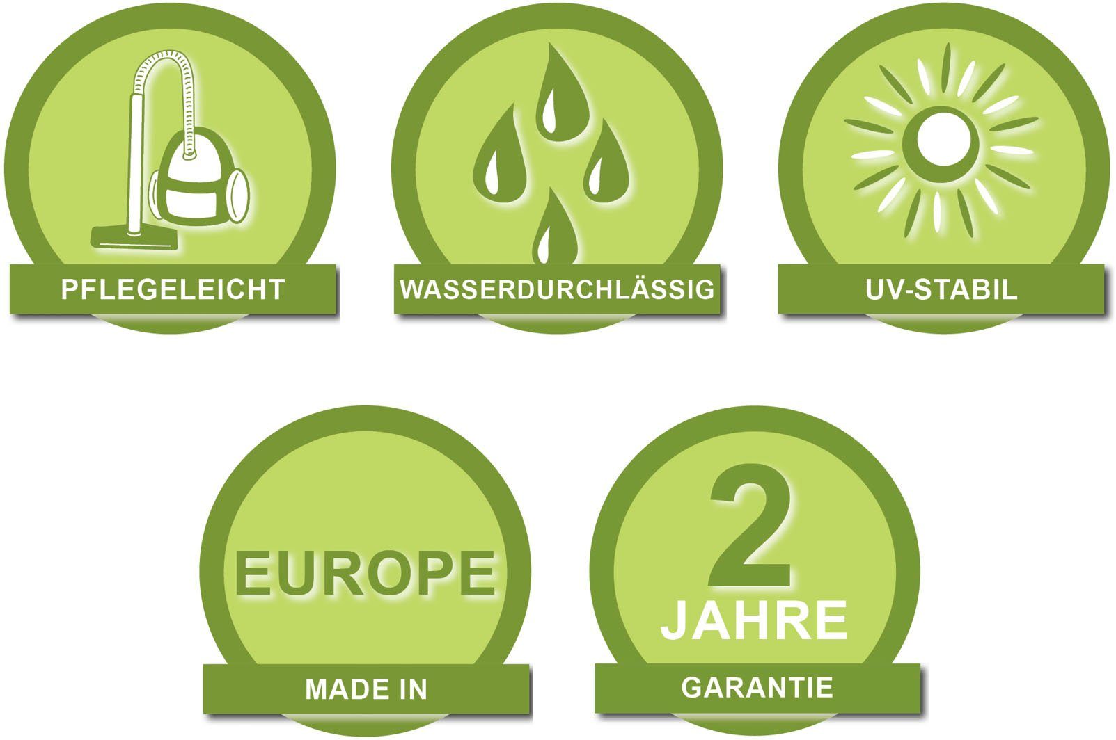Kunstrasen Dijon, Andiamo, rechteckig, Höhe: 6 mm, aus Nadelfilz, mit Noppen, strapazierfähig, wasserfest & UV-beständig