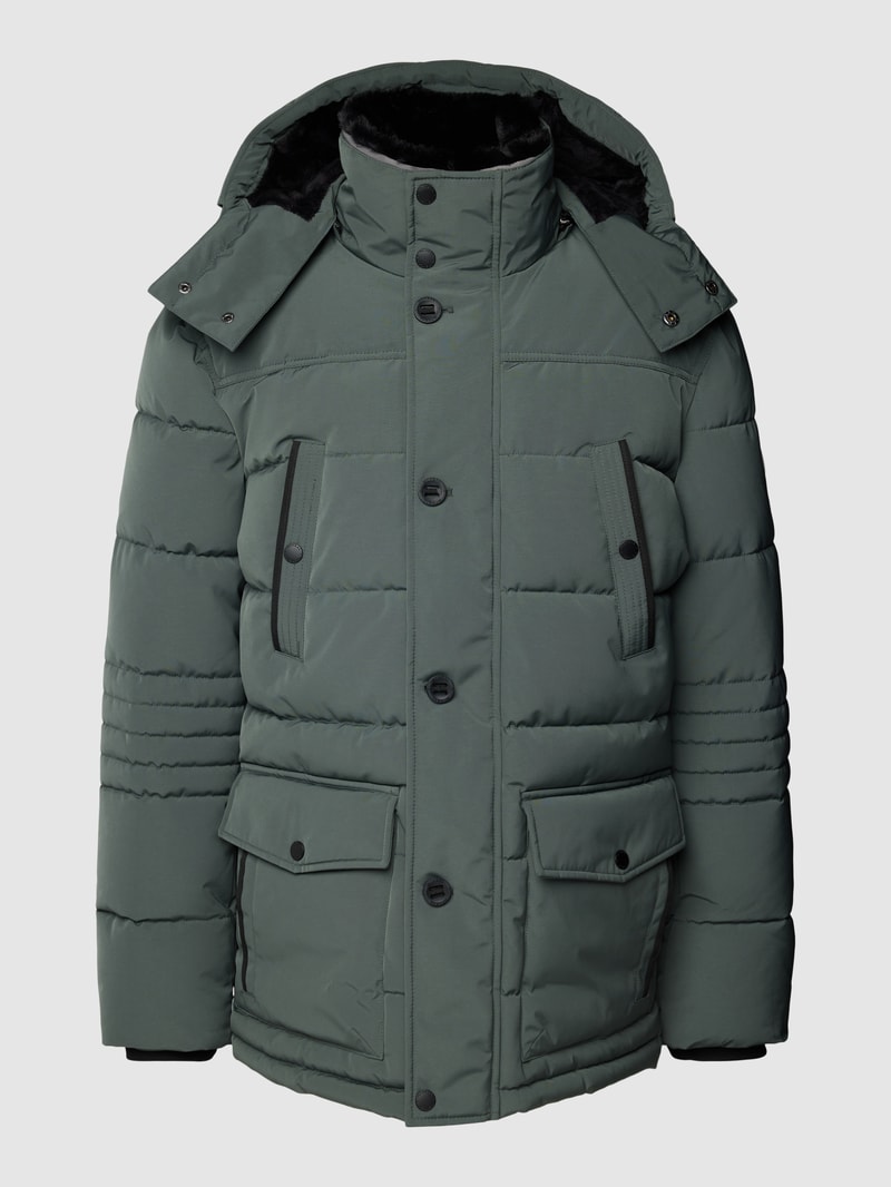Jacke mit Druckknopfleiste Modell 'CLARK' in olivgrün
