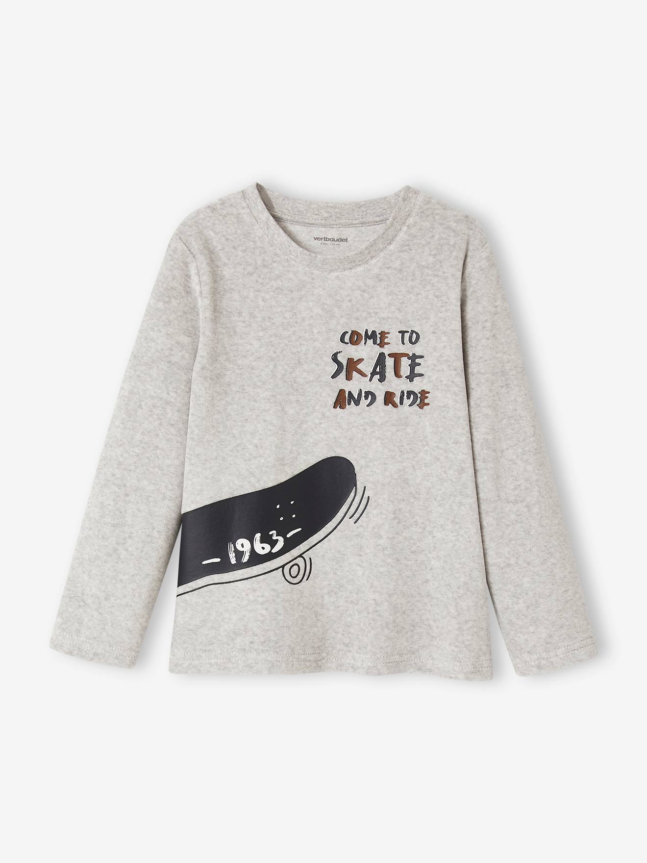 Pyjama skate velours garçon gris chiné