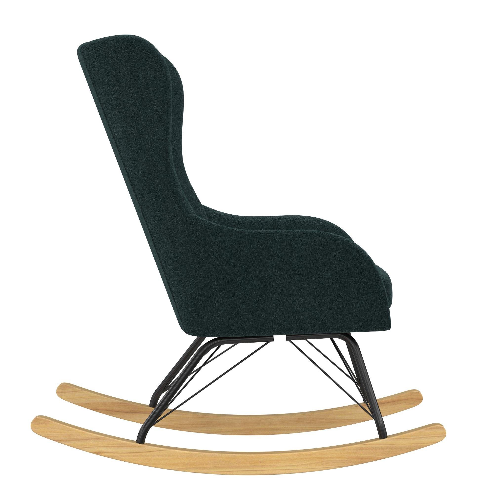 loft24 Schaukelstuhl Harper (1 St), Schaukelsessel mit Stoffbezug, Massivholzbeine, Sitzthöhe 48 cm