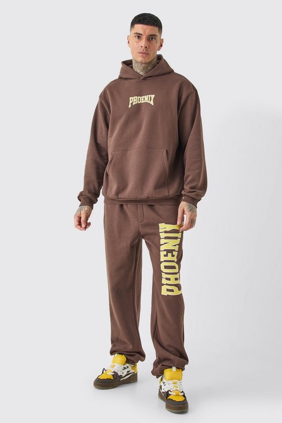 Tall Oversize Trainingsanzug mit Kapuze und Phoenix-Print