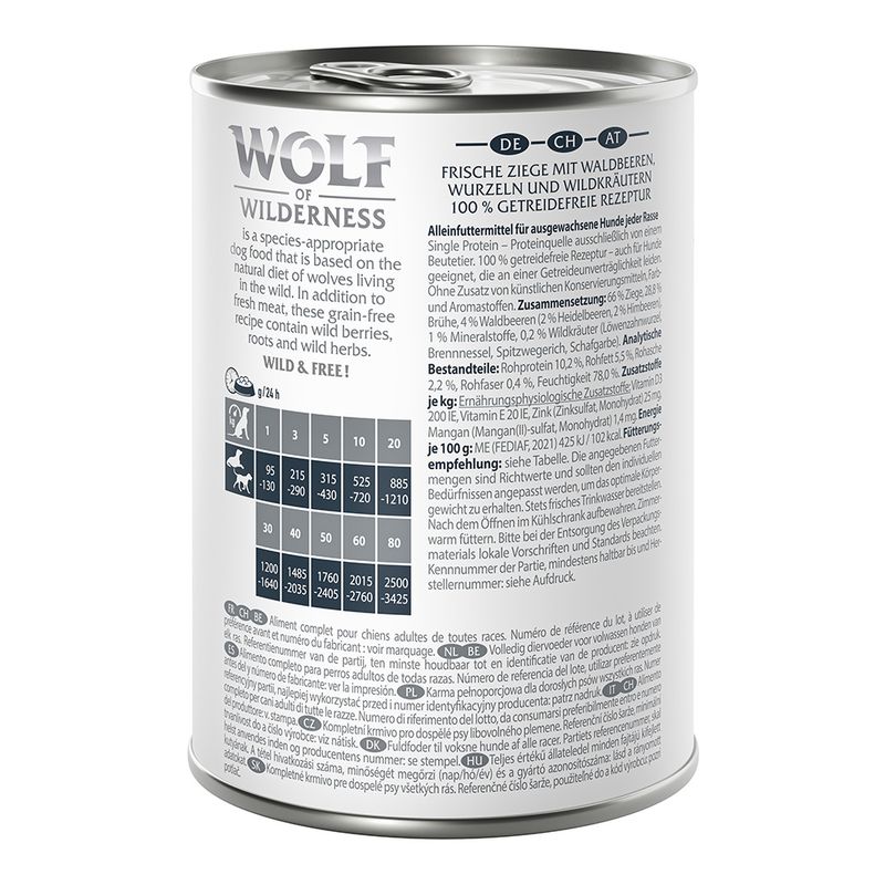 Wolf of Wilderness Adult 6 x 400 g - Single Protein