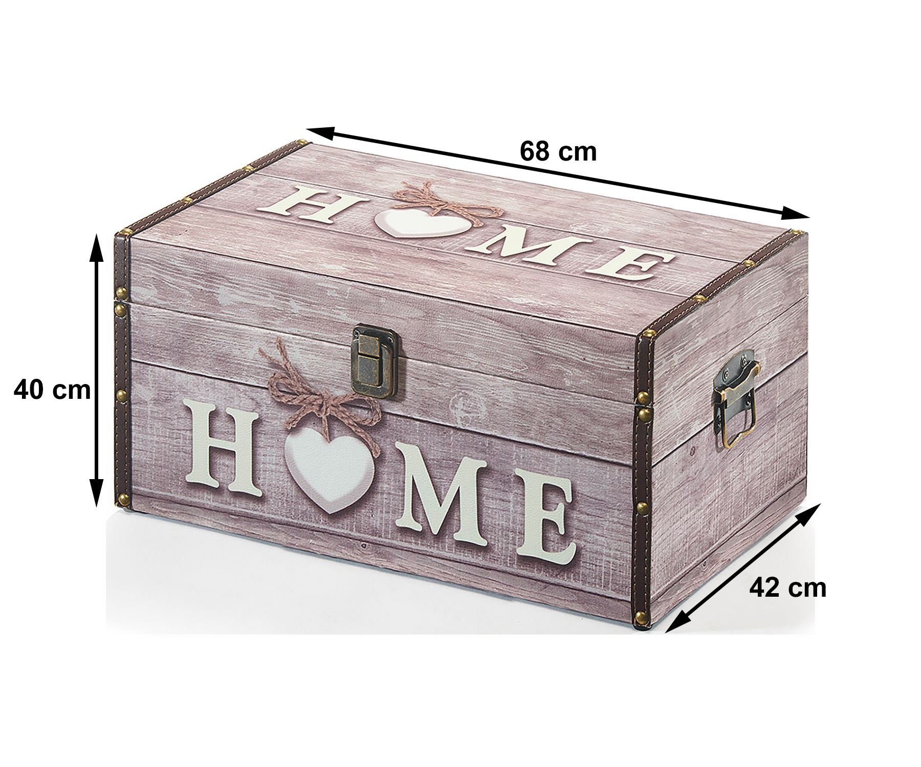 Kobolo Truhe Kiste Aufbewahrungsbox HOME 68x42x40cm