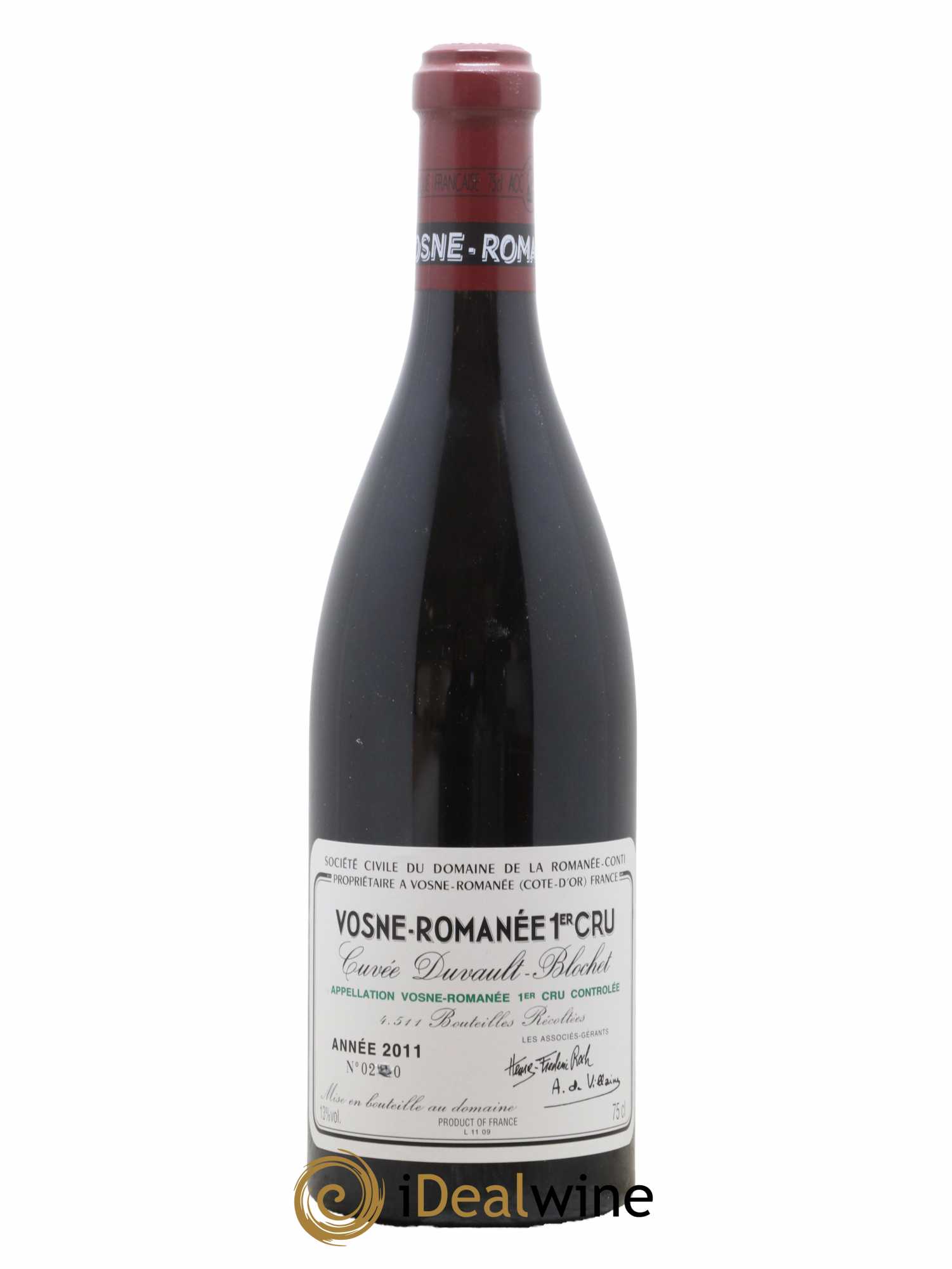 Vosne-Romanée 1er Cru Cuvée Duvault Blochet Domaine de la Romanée-Conti  2011 - Lot de 1 Bouteille