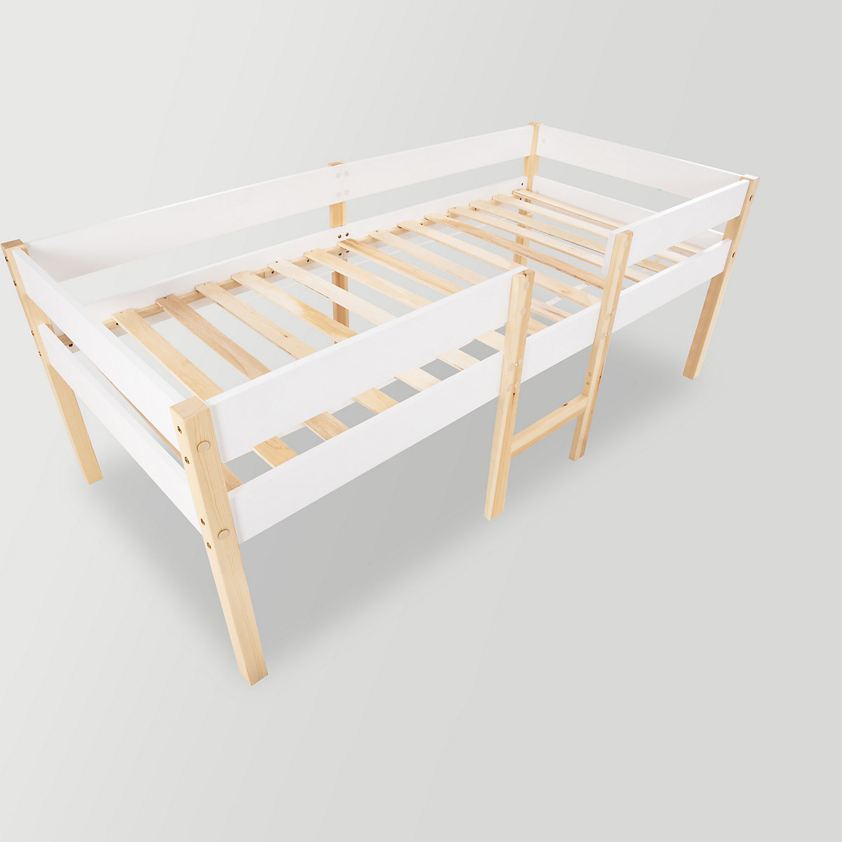 Etagenbett mit Rausfallschutz, Kinderbett aus massivholz, Einzelbett 90x190cm