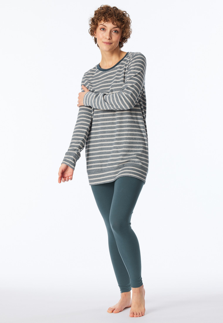 Schlafanzug lang Ringel Leggings jeansblau - Casual Essentials