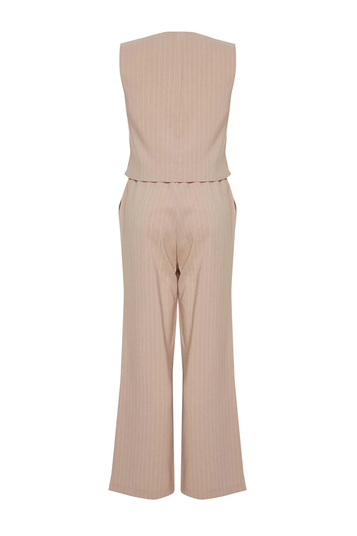 Trendyol Modest  Steinfarbenes Set mit zweireihiger Weste und Hose aus gewebtem Unterteil und Oberteil TCTSS24US00032