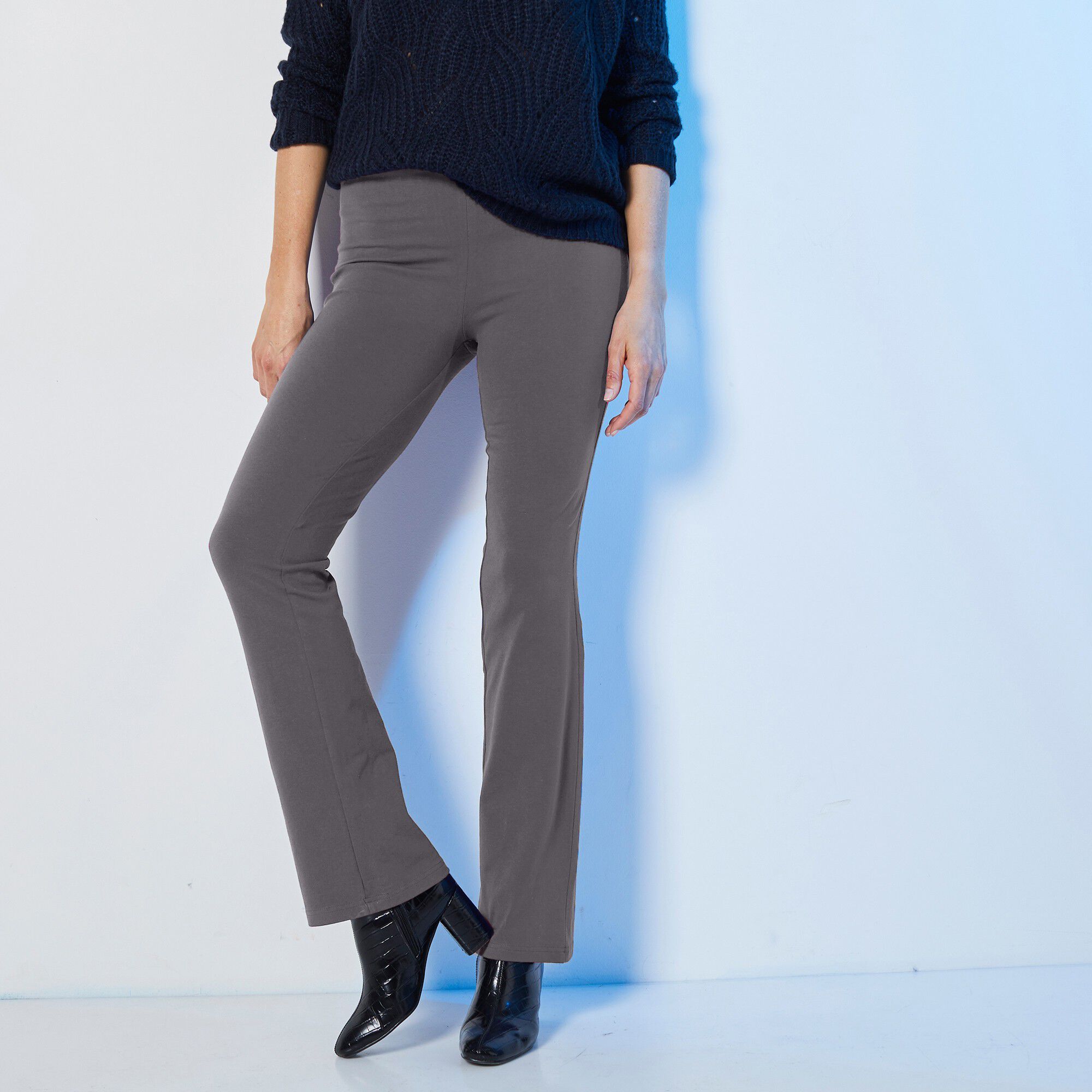 Legging bootcut uni, taille élastiquée